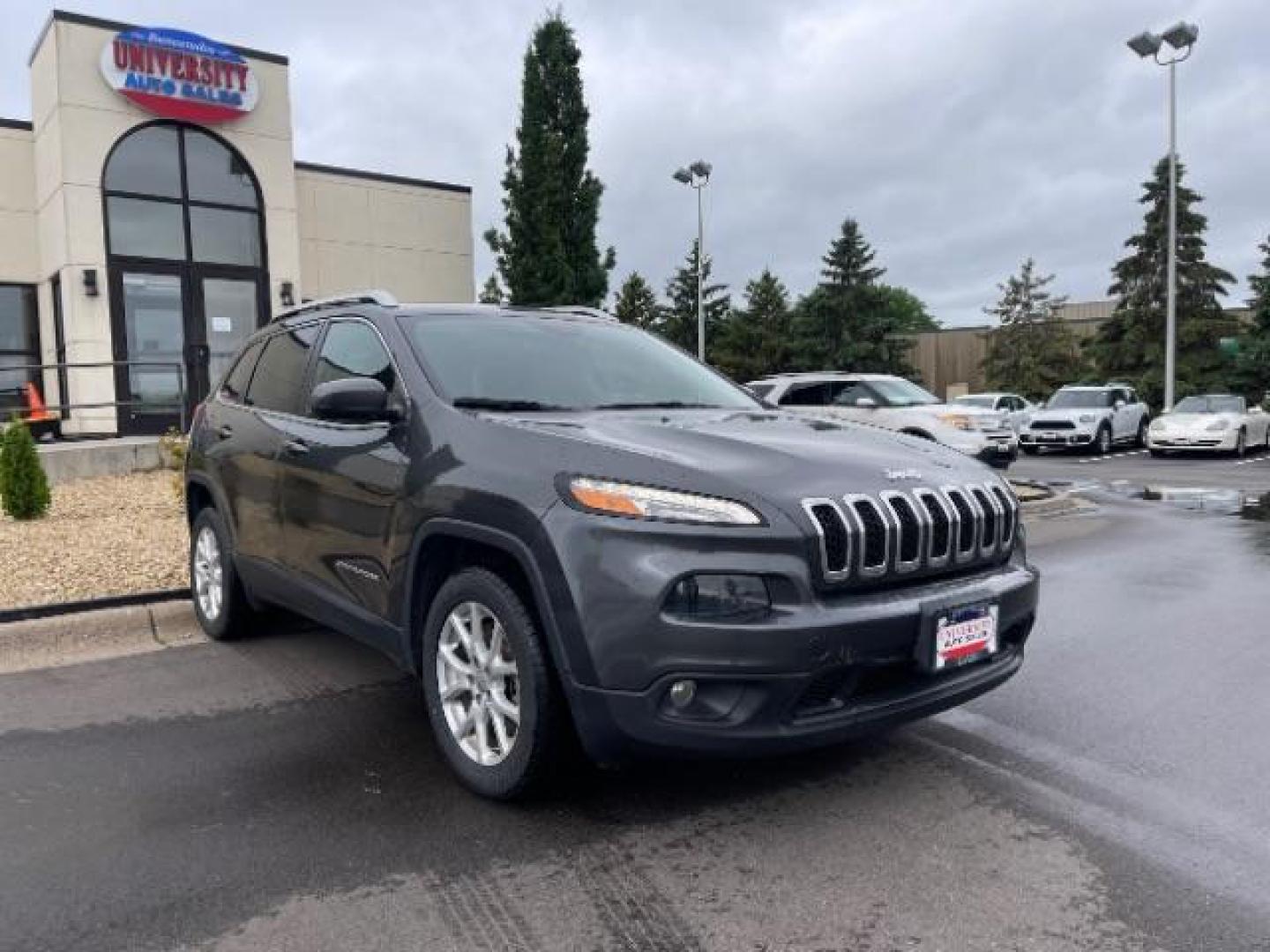 2017 Granite Metallic Cle Jeep Cherokee Latitude FWD (1C4PJLCB5HW) with an 2.4L L4 DOHC 16V engine, 9-Speed Automatic transmission, located at 745 S Robert St, St. Paul, MN, 55107, (651) 222-2991, 44.923389, -93.081215 - Photo#0