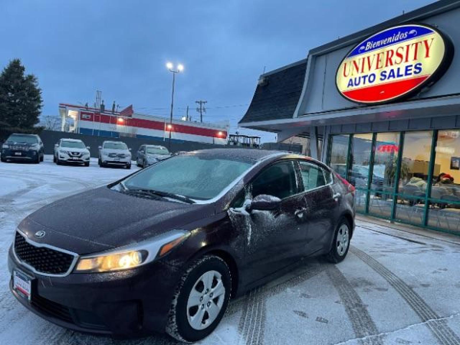 2017 Garnet Red Kia Forte LX 6A (3KPFL4A72HE) with an 2.0L L4 DOHC 16V engine, 6-Speed Automatic transmission, located at 745 S Robert St, St. Paul, MN, 55107, (651) 222-2991, 44.923389, -93.081215 - Photo #1
