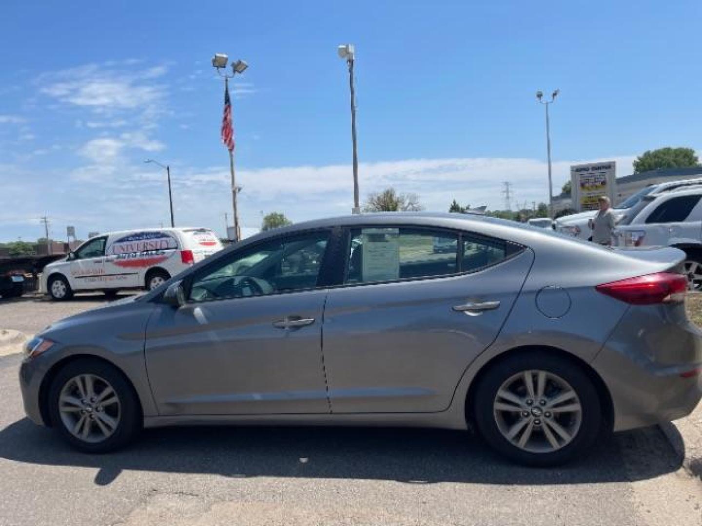 2018 Machine Gray Hyundai Elantra Limited (5NPD84LF6JH) with an 1.8L L4 DOHC 16V engine, 6-Speed Automatic transmission, located at 745 S Robert St, St. Paul, MN, 55107, (651) 222-2991, 44.923389, -93.081215 - Photo#2