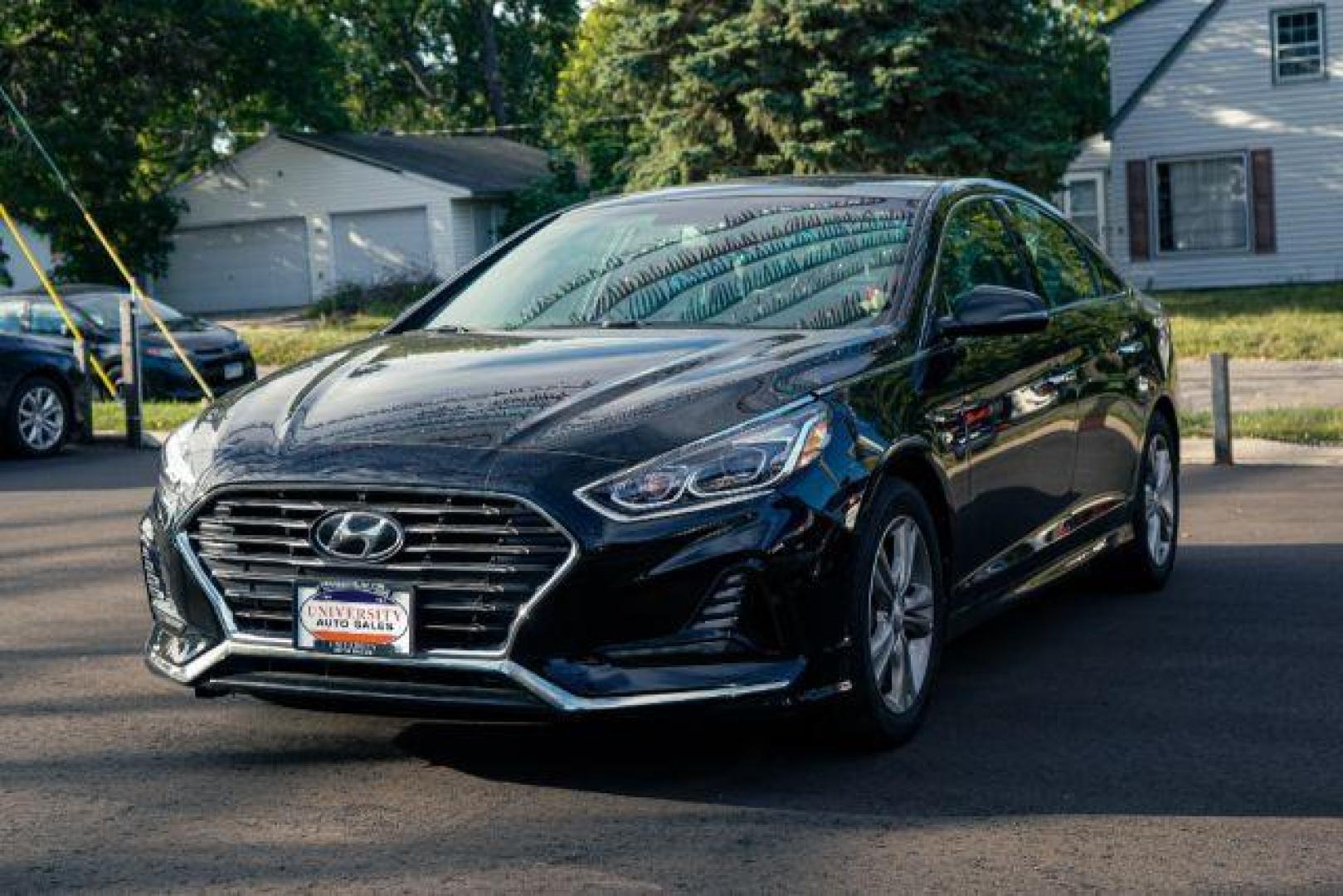 2018 Phantom Black Hyundai Sonata Sport (5NPE34AF6JH) with an 2.4L L4 DOHC 16V engine, 6-Speed Automatic transmission, located at 745 S Robert St, St. Paul, MN, 55107, (651) 222-2991, 44.923389, -93.081215 - Photo#0