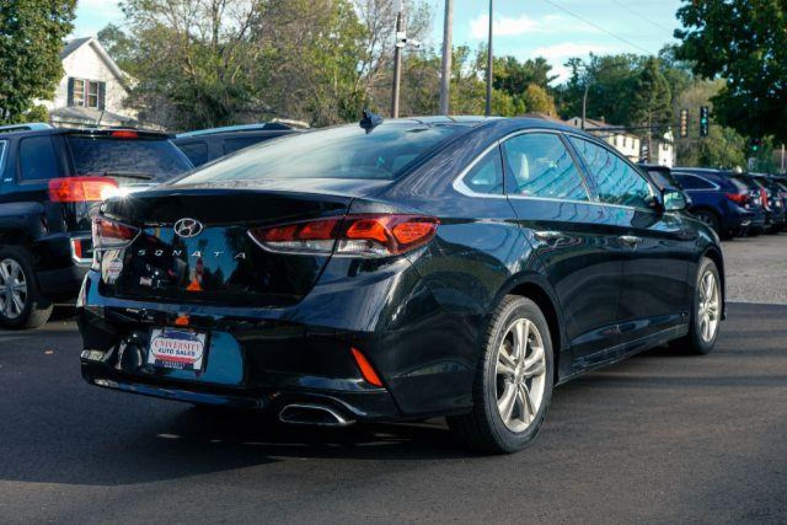 2018 Phantom Black Hyundai Sonata Sport (5NPE34AF6JH) with an 2.4L L4 DOHC 16V engine, 6-Speed Automatic transmission, located at 745 S Robert St, St. Paul, MN, 55107, (651) 222-2991, 44.923389, -93.081215 - Photo#2