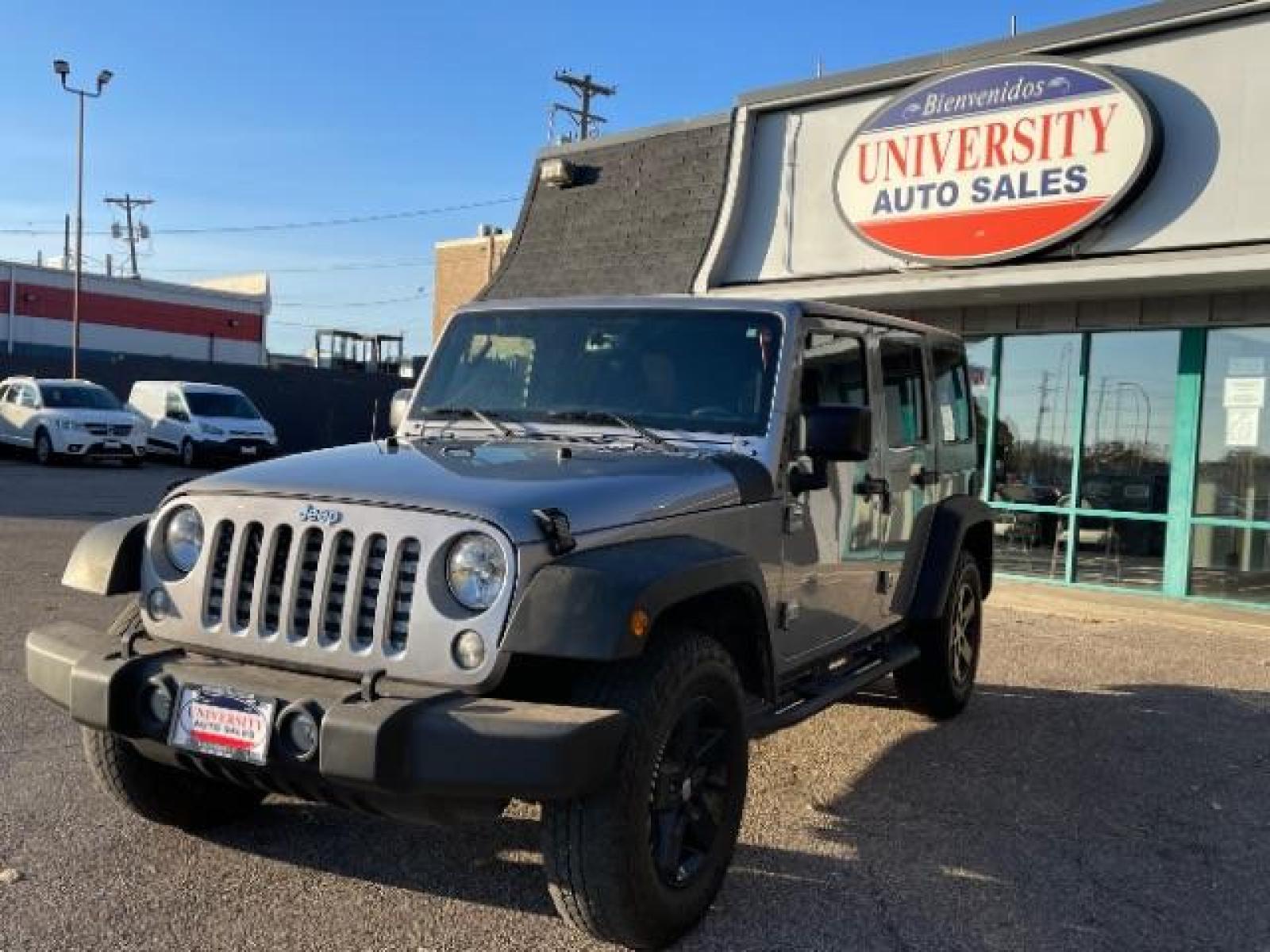 2017 Billet Silver Metallic Clear Coat Jeep Wrangler Unlimited Sport 4WD (1C4HJWDG8HL) with an 3.6L V6 DOHC 24V FFV engine, located at 745 S Robert St, St. Paul, MN, 55107, (651) 222-2991, 44.923389, -93.081215 - Photo #1