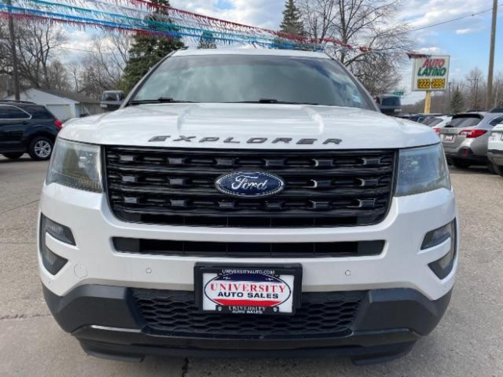 2016 White Platinum Metallic Tri-coat /Ebony Black w/Red Accent Stitching, premium leathe Ford Explorer Sport 4WD (1FM5K8GT5GG) with an 3.5L V6 DOHC 24V engine, 6-Speed Automatic transmission, located at 834 West 7th Street, St. Paul, MN, 55102, (651) 797-6393, 44.930954, -93.121559 - Photo #0