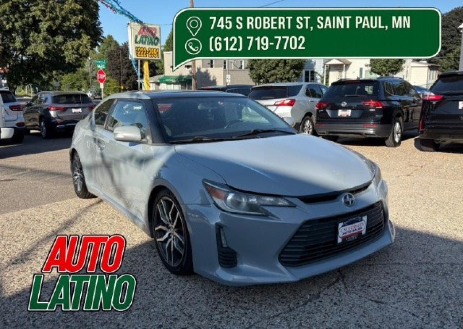 2014 Classic Silver Metal Scion tC Sports Coupe 6-Spd A (JTKJF5C78E3) with an 2.4L L4 DOHC 16V engine, 6-Speed Automatic transmission, located at 745 S Robert St, St. Paul, MN, 55107, (651) 222-2991, 44.923389, -93.081215- Photo#0
