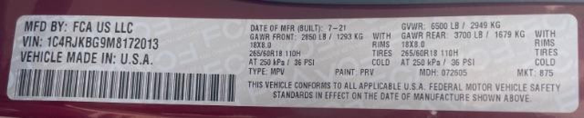 2021 Velvet Red Pearl Coat Jeep Grand Cherokee Limited 4WD (1C4RJKBG9M8) with an 3.6L V6 DOHC 24V engine, 8-Speed Automatic transmission, located at 3301 W Hwy 13, Burnsville, MN, 55337, (952) 460-3200, 44.775333, -93.320808 - Photo#22