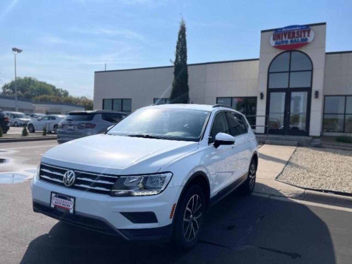 2021 Pure White Volkswagen Tiguan SE 4Motion (3VV2B7AX5MM) with an 2.0L L4 DOHC 16V TURBO engine, 8-Speed Automatic transmission, located at 745 S Robert St, St. Paul, MN, 55107, (651) 222-2991, 44.923389, -93.081215 - Photo#1