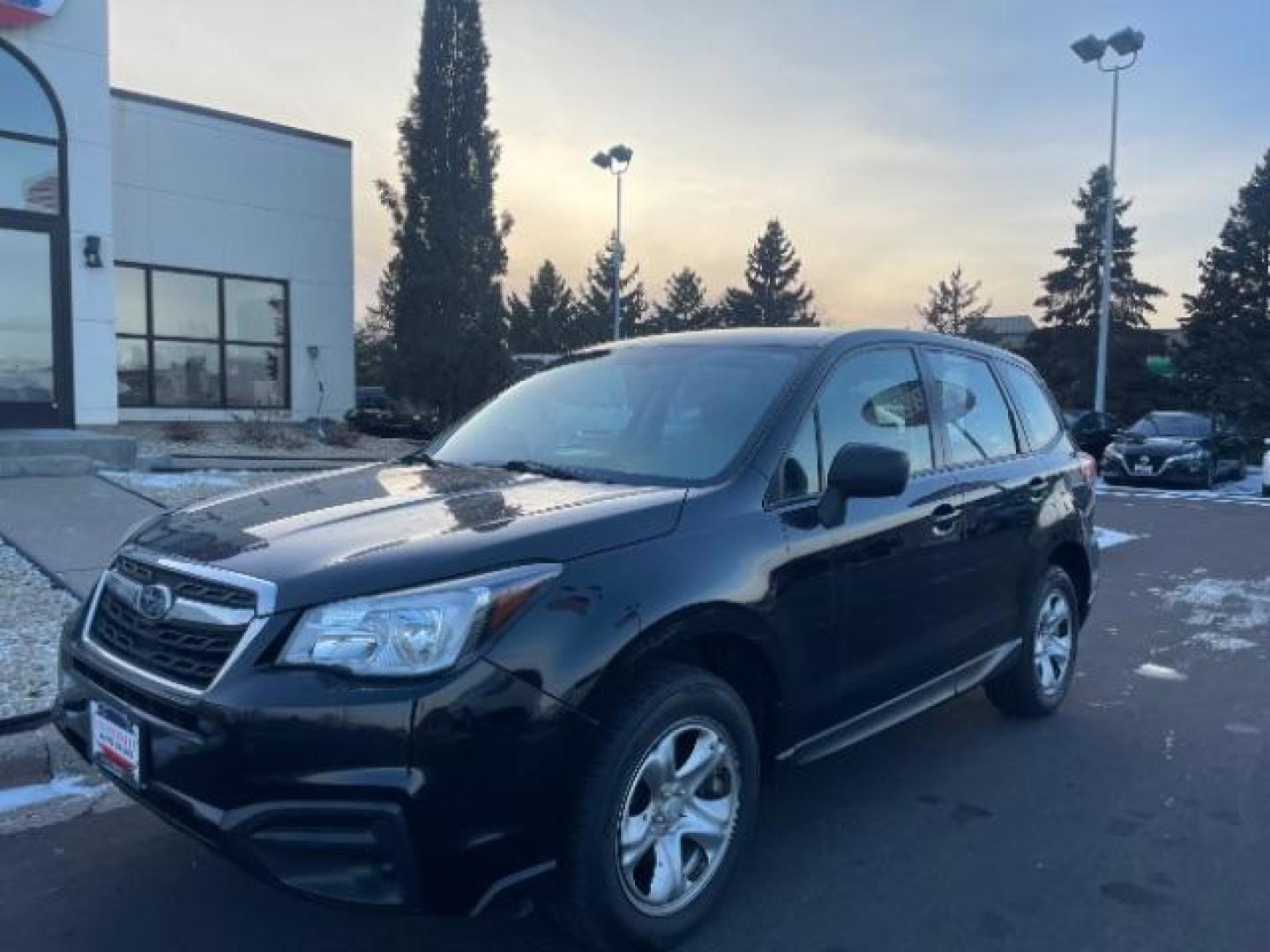 2018 Crystal Black Silica Subaru Forester 2.5i PZEV CVT (JF2SJAAC9JH) with an 2.5L H4 SOHC 16V engine, Continuously Variable Transmission transmission, located at 745 S Robert St, St. Paul, MN, 55107, (651) 222-2991, 44.923389, -93.081215 - Photo#1