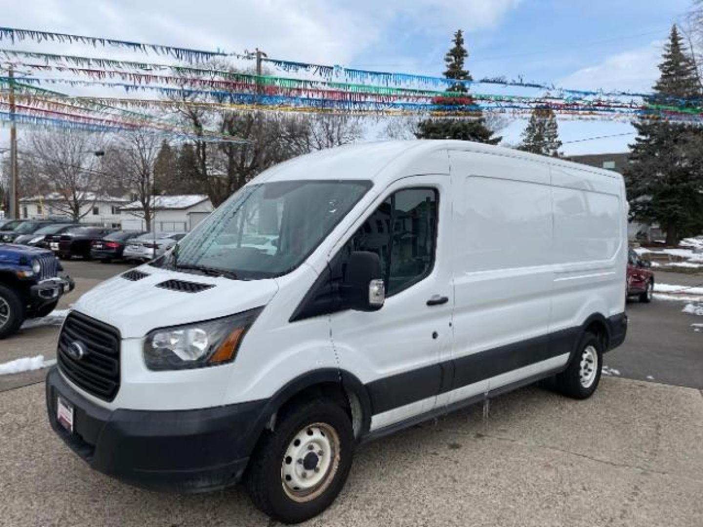 2019 WHITE Ford Transit 150 Van Med. Roof w/Sliding Pass. 148-in. WB (1FTYE2CM2KK) with an 3.7L V6 DOHC 24V engine, 6-Speed Automatic transmission, located at 3301 W Hwy 13, Burnsville, MN, 55337, (952) 460-3200, 44.775333, -93.320808 - Photo#1