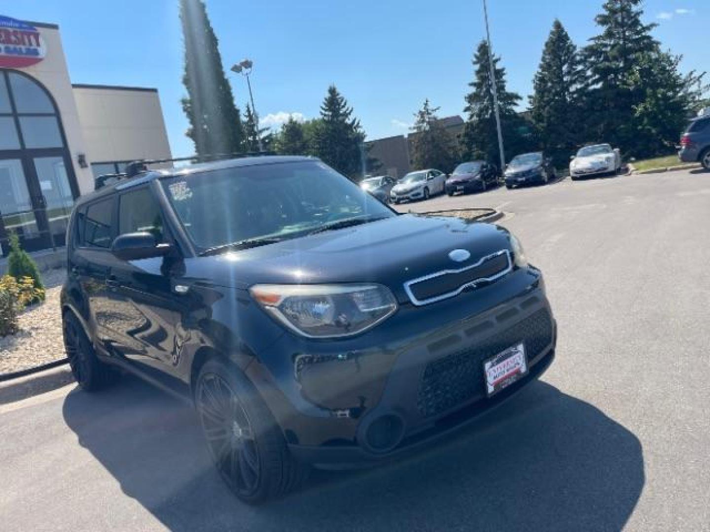 2014 Shadow Black Kia Soul Base (KNDJN2A26E7) with an 1.6L L4 DOHC 16V engine, located at 745 S Robert St, St. Paul, MN, 55107, (651) 222-2991, 44.923389, -93.081215 - Photo#1