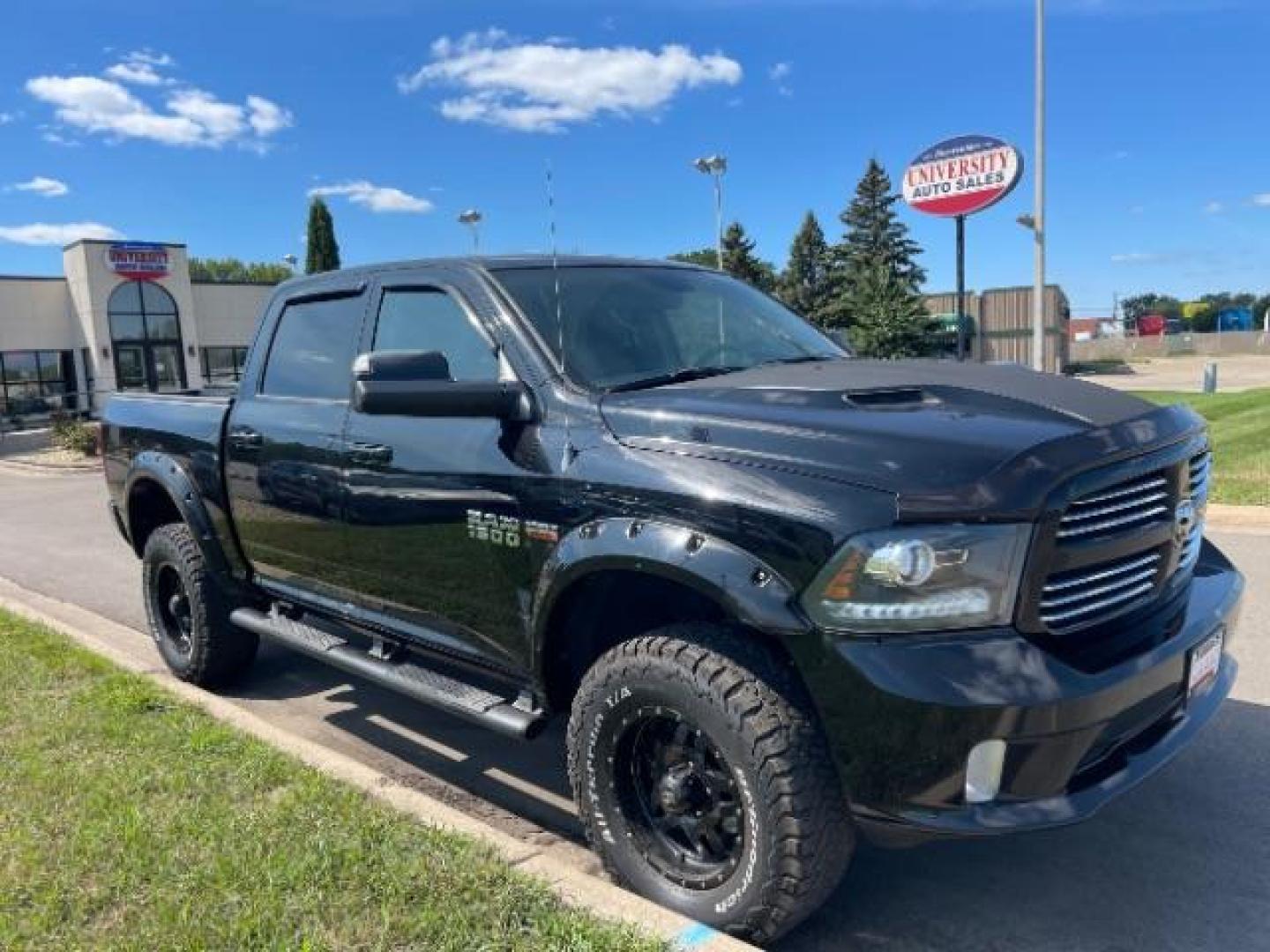 2014 Black Clearcoat RAM 1500 Sport Crew Cab SWB 4WD (1C6RR7MT6ES) with an 5.7L V8 OHV 16V engine, 8-Speed Automatic transmission, located at 3301 W Hwy 13, Burnsville, MN, 55337, (952) 460-3200, 44.775333, -93.320808 - Photo#1