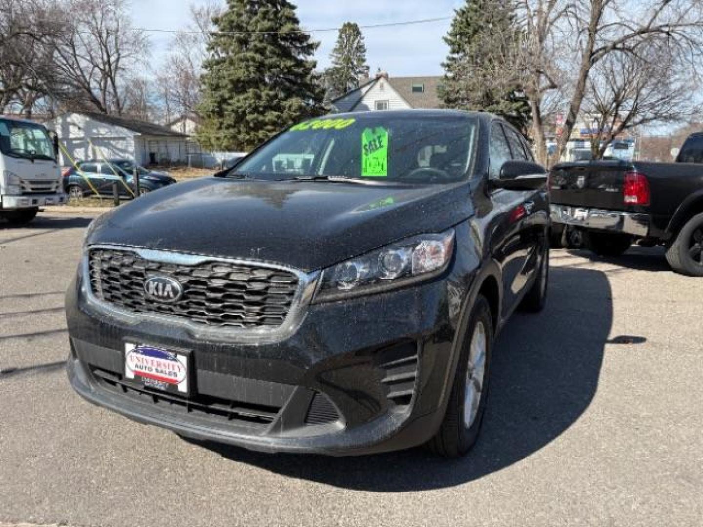 2019 Ebony Black /Satin Black Kia Sorento 2.4L LX (5XYPGDA34KG) with an 2.4L I-4 gasoline direct injection engine, located at 745 S Robert St, St. Paul, MN, 55107, (651) 222-2991, 44.923389, -93.081215 - Photo#2