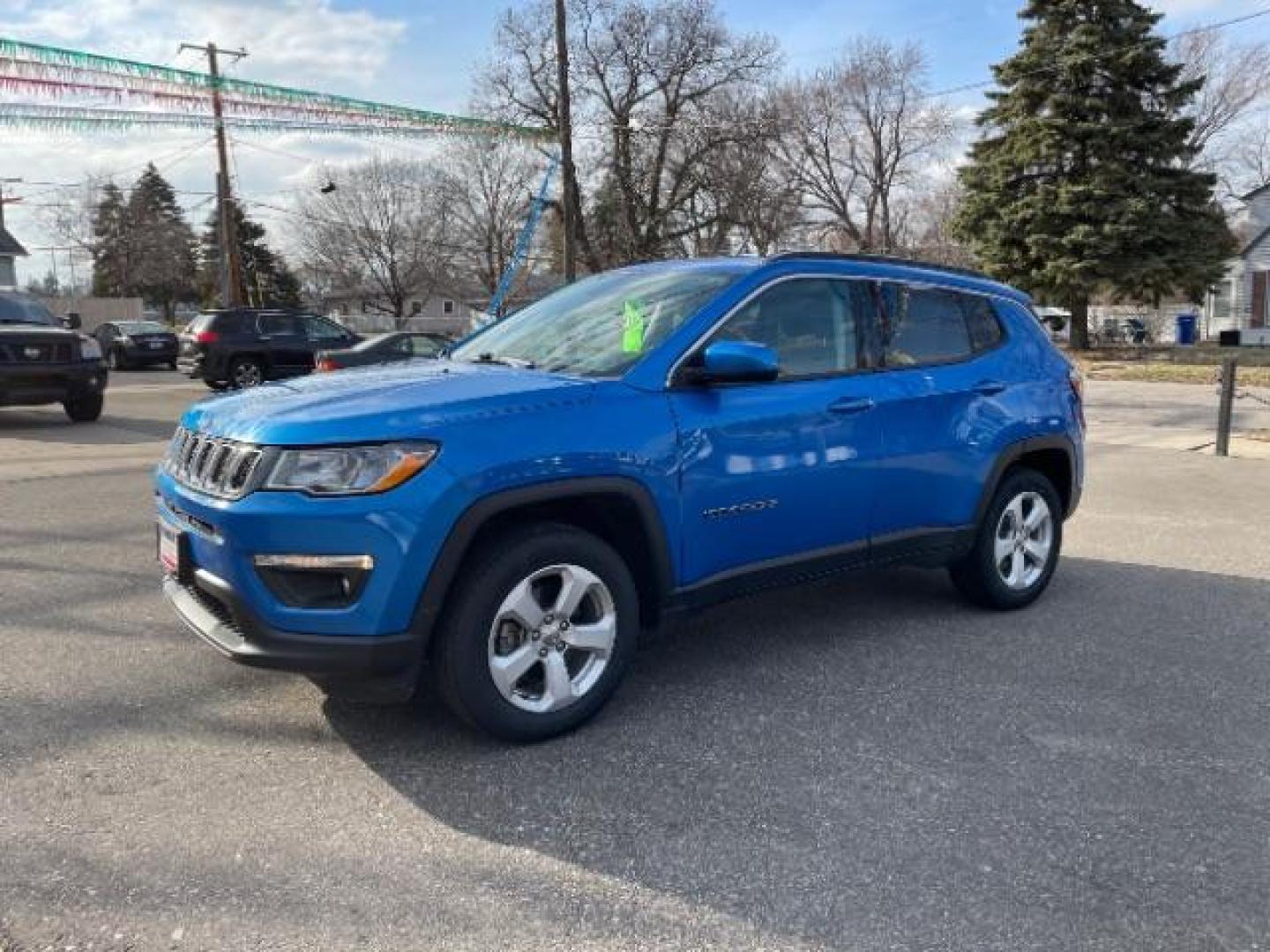 2020 Laser Blue Pearlcoat /Black Jeep Compass Latitude 4X4 (3C4NJDBB5LT) with an 2.4L I-4 variable valve control engine, located at 745 S Robert St, St. Paul, MN, 55107, (651) 222-2991, 44.923389, -93.081215 - Photo#0