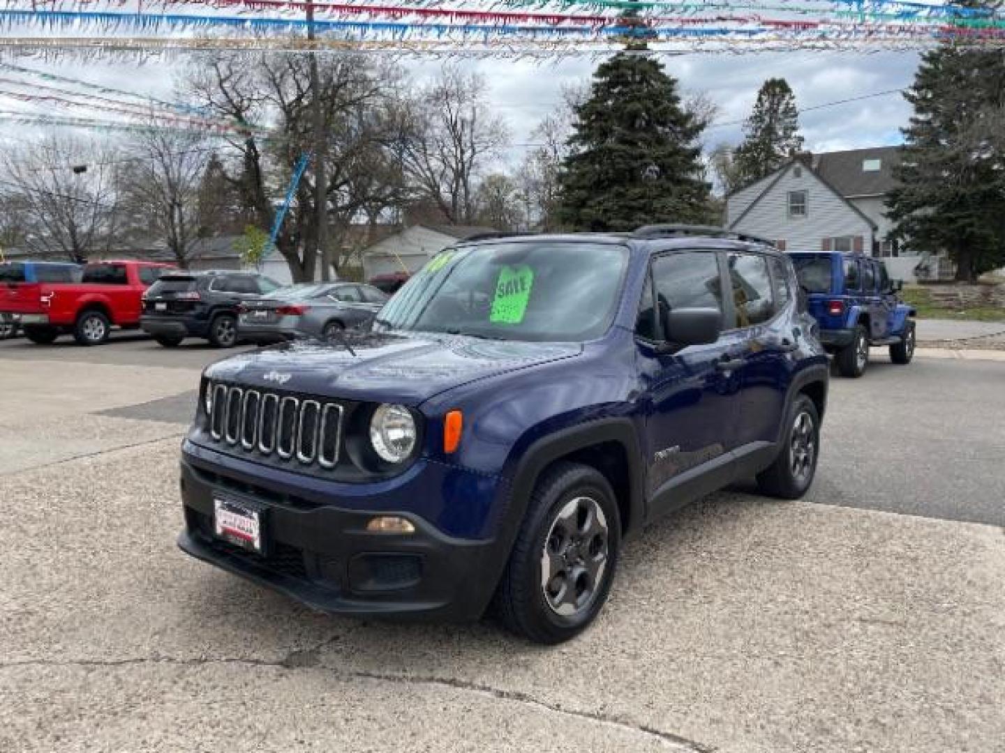 2016 Jetset Blue /Sandstorm/Black Jeep Renegade Sport (ZACCJAAW5GP) with an MultiAir 1.4L I-4 variable valve control engine, 6-Speed Manual transmission, located at 745 S Robert St, St. Paul, MN, 55107, (651) 222-2991, 44.923389, -93.081215 - Photo#2