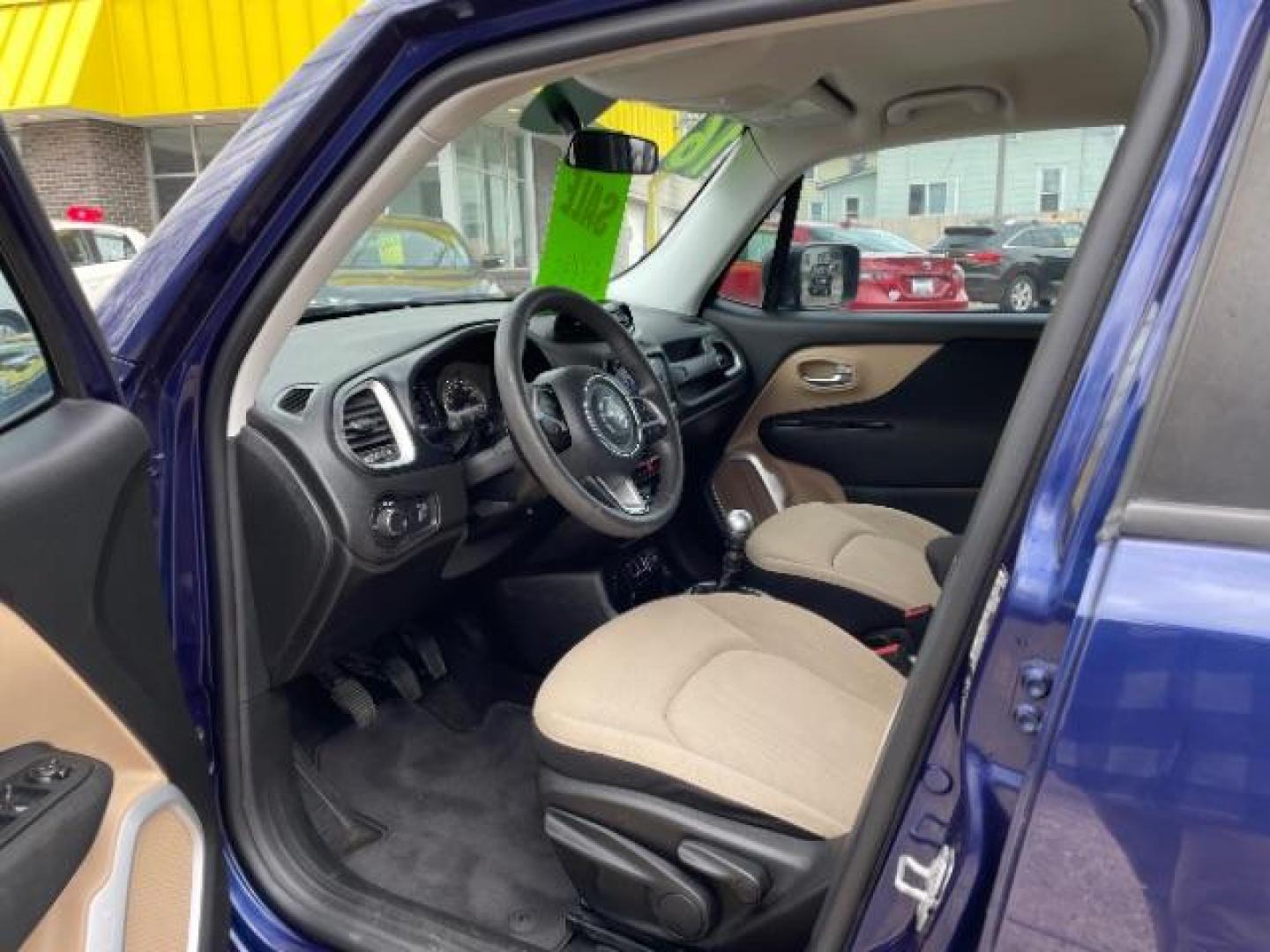 2016 Jetset Blue /Sandstorm/Black Jeep Renegade Sport (ZACCJAAW5GP) with an MultiAir 1.4L I-4 variable valve control engine, 6-Speed Manual transmission, located at 745 S Robert St, St. Paul, MN, 55107, (651) 222-2991, 44.923389, -93.081215 - Photo#8