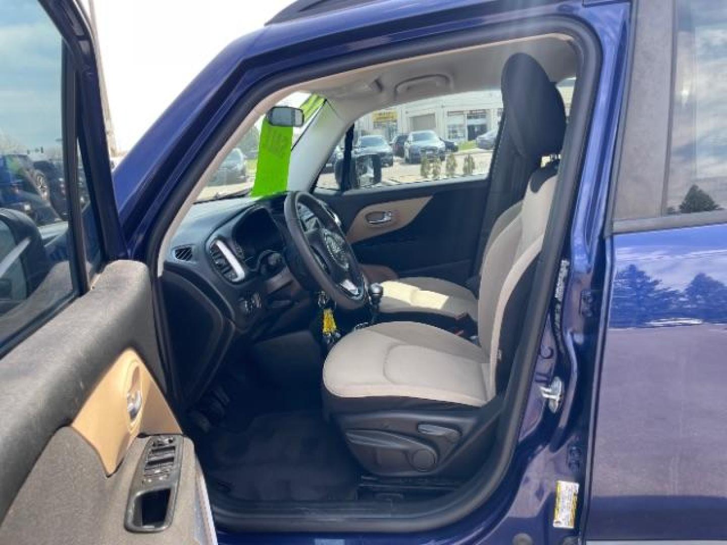 2016 Jetset Blue /Sandstorm/Black Jeep Renegade Sport (ZACCJAAW5GP) with an MultiAir 1.4L I-4 variable valve control engine, 6-Speed Manual transmission, located at 745 S Robert St, St. Paul, MN, 55107, (651) 222-2991, 44.923389, -93.081215 - Photo#19
