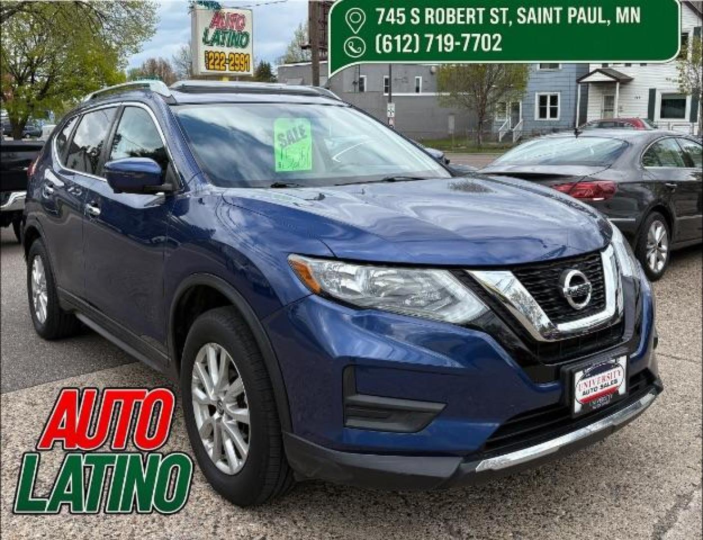 2017 Caspian Blue Nissan Rogue SV (5N1AT2MV3HC) with an 2.5L I-4 DOHC engine, located at 745 S Robert St, St. Paul, MN, 55107, (651) 222-2991, 44.923389, -93.081215 - Photo#0