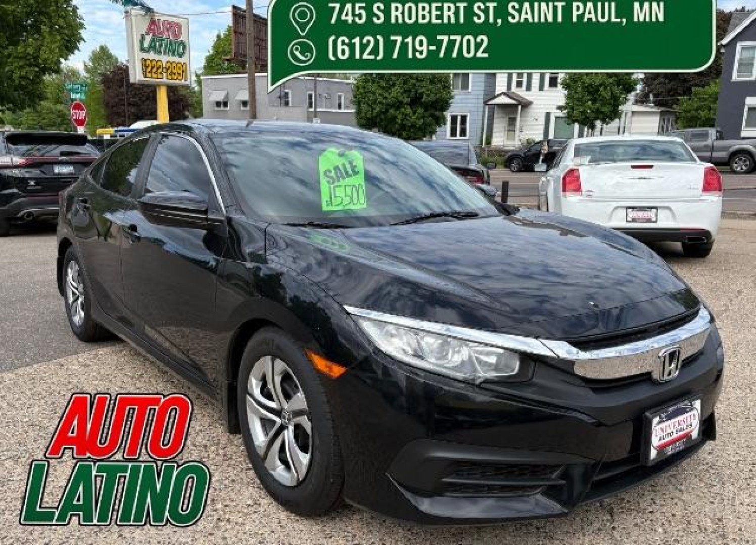 2018 Crystal Black Pearl Honda Civic LX (19XFC2F54JE) with an 2L I-4 DOHC engine, located at 745 S Robert St, St. Paul, MN, 55107, (651) 222-2991, 44.923389, -93.081215- Photo#0