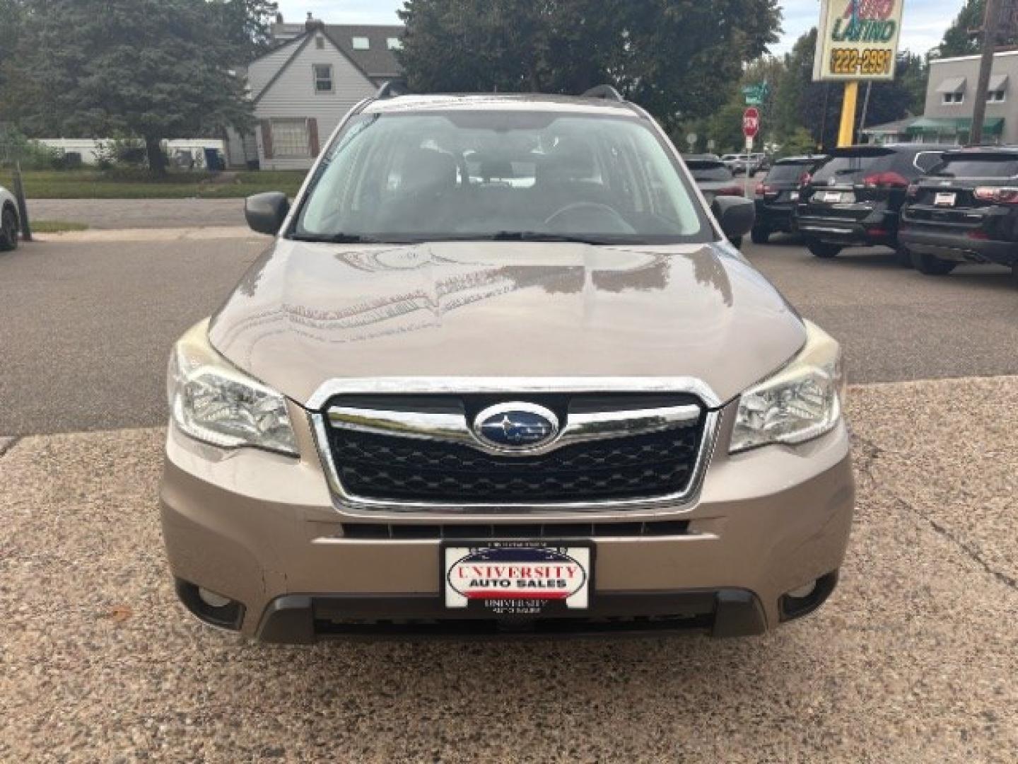 2015 Burnished Bronze Metallic Subaru Forester 2.5i (JF2SJABC0FH) with an 2.5L H-4 DOHC engine, located at 745 S Robert St, St. Paul, MN, 55107, (651) 222-2991, 44.923389, -93.081215- Photo#1